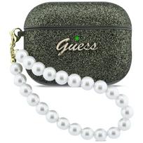 GUESS Glitter Pearl Strap Case for AirPods Pro 3 - Black and Glitter