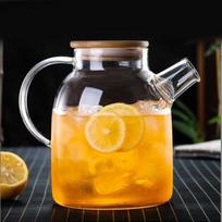 1800 ml stiklinė ąsotis su filtru, šluotele ir mediniu dangteliu, karščiui atsparus, gėrimų padavimo indas, arbatai, kavai gray