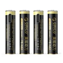 Orico Ener-G EG7C 1.5V 500mWh AAA lithium-ion USB-C rechargeable battery with charging cable, 4-pack.