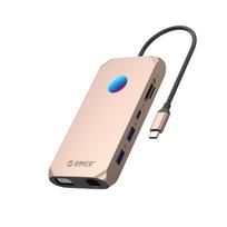 Orico XCR 12-in-1 RGB USB-C Docking Station 2x USB-A 3.1 1x USB-A 2.0 1x USB-C PD 100W 1x USB-C 3.1 2x HDMI 2.0 4K 60Hz 1x VGA 1080p 1x microSD/SD 3.0 1x RJ Gigabit Ethernet 1x Audio CTIA 3.5mm - Rose