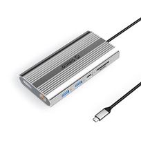 Orico XDR 12in1 USB-C Docking Station USB-A USB-C 2x HDMI 4K 60Hz DisplayPort 4K 60Hz RJ45 Gigabit PD 100W SD and microSD Card Reader - Silver