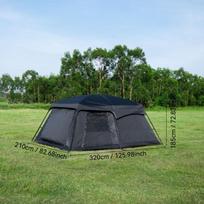 4/8/12-Person Outdoor Camping Tent with Extendable Canopy: Mosquito-proof, waterproof, and UV-resistant; well-ventilated and breathable black