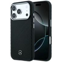 Mercedes Leather Semi Wrap Wood Effect MagSafe Case for iPhone 17 Pro Max - Black