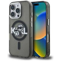 Karl Lagerfeld IML Glitter Karl  AND amp; Choupette Sketch Logo MagSafe Case for iPhone 16 Pro - Black