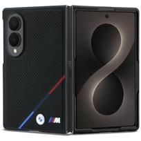 BMW M Leather Perforated Tricolor Stripe Metal Logos MagSafe Case for Samsung Galaxy Z Fold 8 - Black