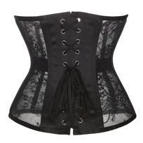 Women Gothic Retro Lace Bandage Thin Waist Trainer Corset Bustier Waist Cincher S juoda