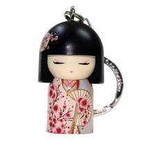 Kimmidoll SAKURA Raktų pakabuko figūrėlė - TAG Australijos prekės ženklas Kokeshi įkvėptas dizainas Modelis TGKK281, Apytiksl.. 5 cm rožinė