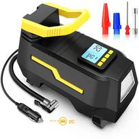 Padangų pripūtėjas Nešiojamas oro kompresorius DC/AC, Elektrinis padangų oro siurblys su padangų slėgio matuokliu, 150 PSI automatinio sustabdymo oro siurblys su LED lempute automobiliui Car  DC 12V Plug Type black