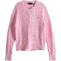 Polo Ralph Lauren Vienspalvis Vienspalvis Logotipas Ilgomis Rankovėmis Megztas Megztinis Moteriškas megztinis Karamelės-Rožinis 211971868-010 L pink
