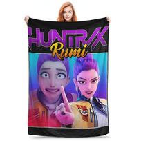 Huntrix Rumi Anime K-Pop Demon Hunters Blanket  Soft Print Plush Throw Blanket For Bedroom Picnic Flannel Bedspread Bed Cover 30x40in black