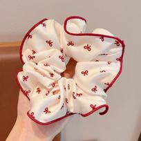 Red Sweet Polka Dot High Elasticity Scrunchie – Gentle Hair Tie for Students white