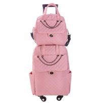 Li Shen Rolling Backpack and Carry-On Luggage Set pink