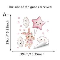 Self-adhesive Pink Clouds Cute Rabbit Removable Wall Stickers for Wardrobe Kids Room Home Decor 39x39cm white
