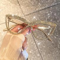 Elegant Fashion Glasses with Rhinestone - Cat Eye Frame Perfect for Formal Events Formal Eyewear brown