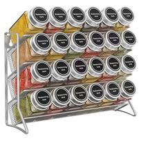 4 Tier Cupboard Storage Shelf Carbon Steel Spice Seasoning Organizer Non-Slip Pantry Organizer Stand for Home Kitchen gray