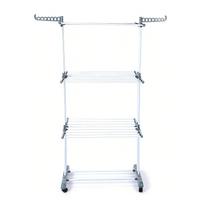 Laundry Drying Rack Multifunctional Movable 3 Layers Space Saving Foldable Clothes Horses Rack white