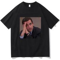 Funny Michael Scott Print T Shirt Tv Series The Office Dwight Schrute Jim Halpert T-shirts Men Women Cotton Oversized T Shirt... S įvairiaspalvis