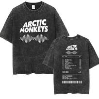 Music Album Rock Arctic Monkeys Vintage Washed Short sleeved round neck Yk Tshirt Men Clothing New in Top  Tees Mens S black