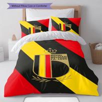 Royal Belgian FA Crest Red Yellow Black Diagonal Stripe Print 3Pcs Duvet Cover Set Belgium Football Bedding Bedroom Decor No Pillow Core Comforter 135x200cm yellow