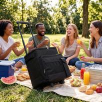 Nešiojama ritininė aušinimo krepšys su ratukais ir rankena Izoliuota rankinė stovyklavimui, žygiams, BBQ, vasaros paplūdimiui, kelionėms mėlyna