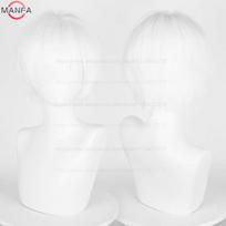 Anime 30cm Trumpas Tiesus Cosplay Perukas Juodas Baltas Žalias Rudas Violetinis Mėlynas Pilkas Raudonas Auksinis Vyras Moteris Karščiui Atsparus Sintetinis Plaukas white