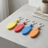 4x Floating Keychain Oval Keyring for Surfing Fishing Outdoor Water Sports gray