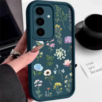 Smūgiams atsparus gėlių dėklas, skirtas Samsung Galaxy S24 S25 Edge S23 Ultra S22 S21 FE S26 A57 A34 A54 A15 A35 A56 A55 5G Samsung S22 mėlyna