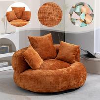 Lazy Sofa Lounger High Back Bean Bag Chair with Three Cushions for Adults and Children, Gaming Chair for Bedroom, Office (Orange Chenille) 108 x 108 x 52 cm oranžinė