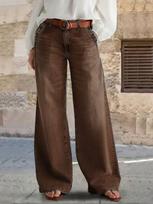 Women's Mid Rise Wide Leg Jeans Flare Jeans Vintage Retro Denim Trousers Casual Streetwear Long Pants S