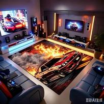 Newest Car Carpet Japanese Fuji Mountain Sports Car Print Large Area Rug Non Slip Gaming Living Room Floor Carpet 40x60cm black