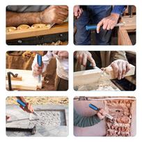 9 PCS Wood Chisel Set with Carry Case Honing Guide Whetstone Non slip Wood Carving Flat Chisels Carpenter Craftsman black