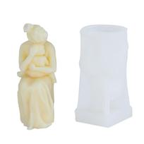 Šeimos skulptūros žvakių formelė pasidaryk pats žvakėms, gipso ornamentams, Kalėdų dovanai, namų dekorui, epoksidinės dervos liejimo forma 3 white