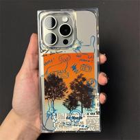 High-end Fashion Ice Crystal Cube for Apple Mobile Phone Case Anti-fall All-inclusive Air Bag with Hanging Chain Tpu Soft Shell Ins Style Simple For iPhone 11 orange