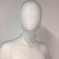 Seksualus blizgantis tinklinis žvejybos tinklo karnavalo veido papuošalas su kalnų krištolu, moteriškas šydas, Cosplay galvos apdangalas, naktinio klubo aksesuarai white