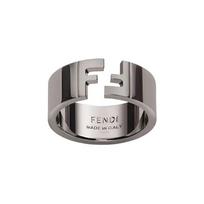 Fendi FF rašto logotipas raidės graviruotas varinis žiedas Unisex žiedai Pilkas Juodas 7AJ193B08F01LK M gray