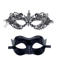 2 vnt. Poros maskarado kaukių rinkinys vyrams ir moterims Nėriniuota Venecijos vakarėlio kaukė Vakarėliui Išleistuvėms Kostiumo aksesuaras Mardi Gras Helovinui B gray