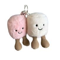 New Fun Marshmallow Plush Doll Pendant Keychain Cartoon Cute Soft Doll Couple Pendant Decoration  Bag Accessories Xmas Gifts white