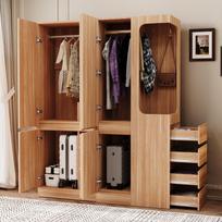 Extra Large Wardrobe 140 x 40 x 170 cm, with Drawers and Storage Compartments, Open Clothing Area with Storage Space, Wood Color (on the Right Side) 140 x 40 x 170 cm