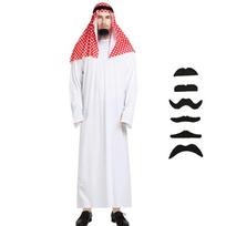 Balta Chalata Arabiška Chalata Rinkinys Raudona Skara Arabų Šeicho Apranga Helovino Kostiumai Sceniniai Kostiumai 145-165cm-3pcs/set white