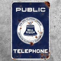 Public Telephone Metal Sign Vintage Antique Replica 8 x12  Aluminum Sign 20x30cm（7.8x11.8inch） white