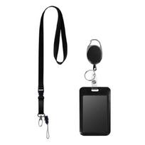 Retractable Lanyard Name Card Badge Holder with Retractable Reel Retractable Badge Holder with Reel Clip for Keychain 1 black