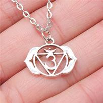 Om Yoga Meditation Tags Pendant Antique Bronze Metal Choker Necklace for Girls Best Seller A29-1pcs-15x10mm brown