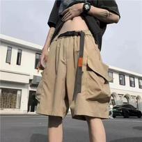 Summer Men's Functional Cargo Shorts Multi-pocket Baggy Gym Short Sweatpants  Streetwear Shorts L chaki