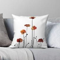 Poppies Nature Floral Square Pillowcase Polyester Linen Velvet Printed Zip Decor Car Cushion Case 18 30X30CM