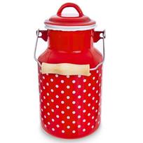 Orion Red Polka Dot Enameled Milk Jug with Lid 2 L