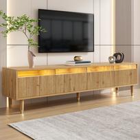 Moderni TV spintelė medžio išvaizdos 178 cm – minimalistinis dizainas, didelė talpa, 4 stalčiai, MDF ir akrilas, ideali svetainei – tvirta, stilinga 178 x 35 x 45 cm natūrali