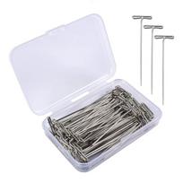100Pcs 27/32/38/45/51/53mm T Pins Sharp Point Sewing Pins for Wigs  Jewelry Making 27mm sidabras