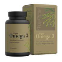 Pura Nutra Vegan Omega 3 maisto papildas su mikrodumblių aliejumi, 30 kapsulių