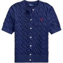 Polo Ralph Lauren Vienspalvis apvalios apykaklės trumpomis rankovėmis megztas viršus Moteriški viršutiniai drabužiai 211965756-001 XS blue