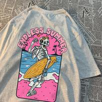Endless Summer Skull Surfing Men Tshirt Harajuku Quality T-Shirts Anime Cartoons T-Shirts Fashion Summer T-Shirt Cotton Tops M pink